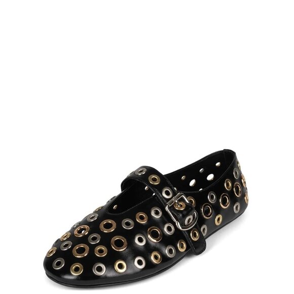 Jeffrey Campbell Shoes - Jeffrey Campbell Flats Holed in Black Gold & Silver
